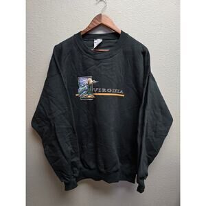 Mens Black Sweater Virginia Blue Ridge Mountain Graphic XL Sweatshirt Jerzees